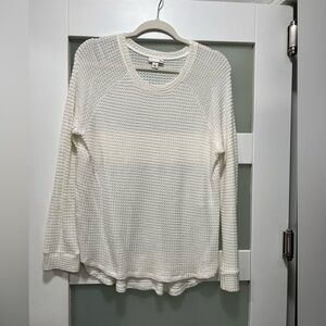 White waffle knit long sleeve
